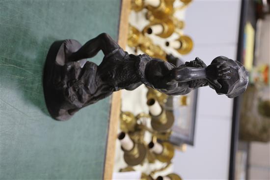 Two Russian bronzed cast iron figures of Hercules, height 15.75in.